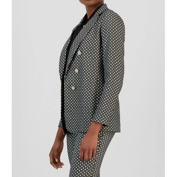 Anne Klein Women's Black Jacquard Button Open-Front Blazer Jacket Size XL - Picture 3 of 3